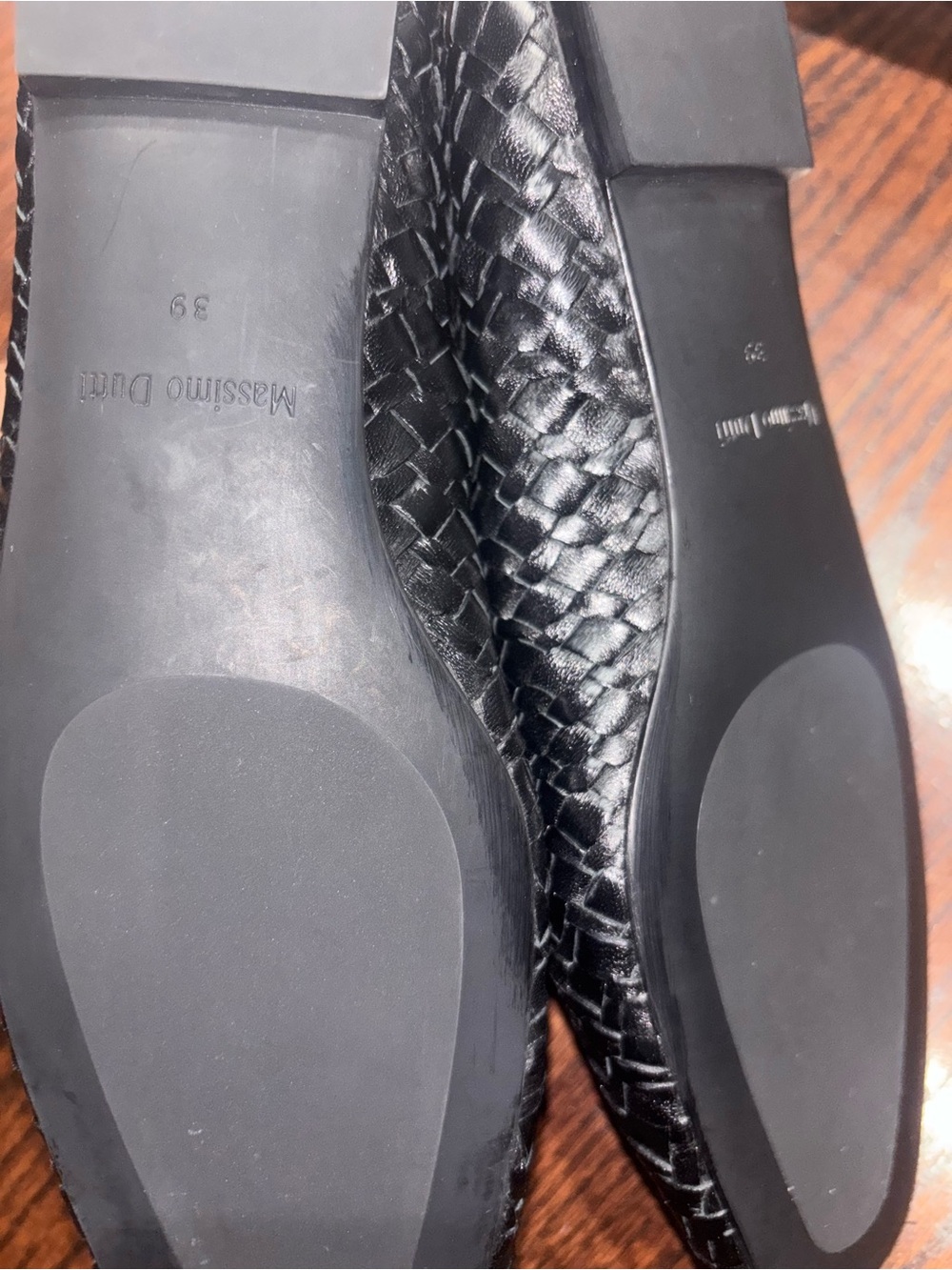 Massimo Dutti Black Woven Leather Ballet Flats - Picture 9 of 13